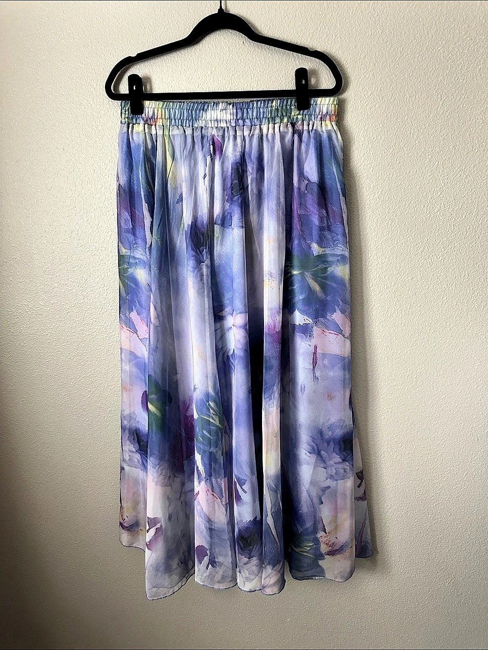 Floral Maxi Skirt in Blue & Purple Size XL